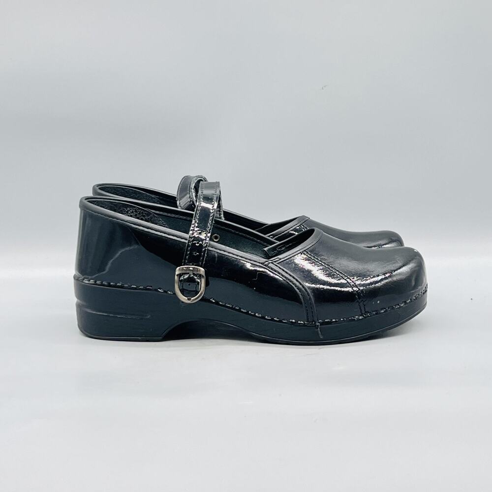 Dansko Shoes Womens 11.5 Black Patent Leather Mary Jane Clogs Buckle Comfort